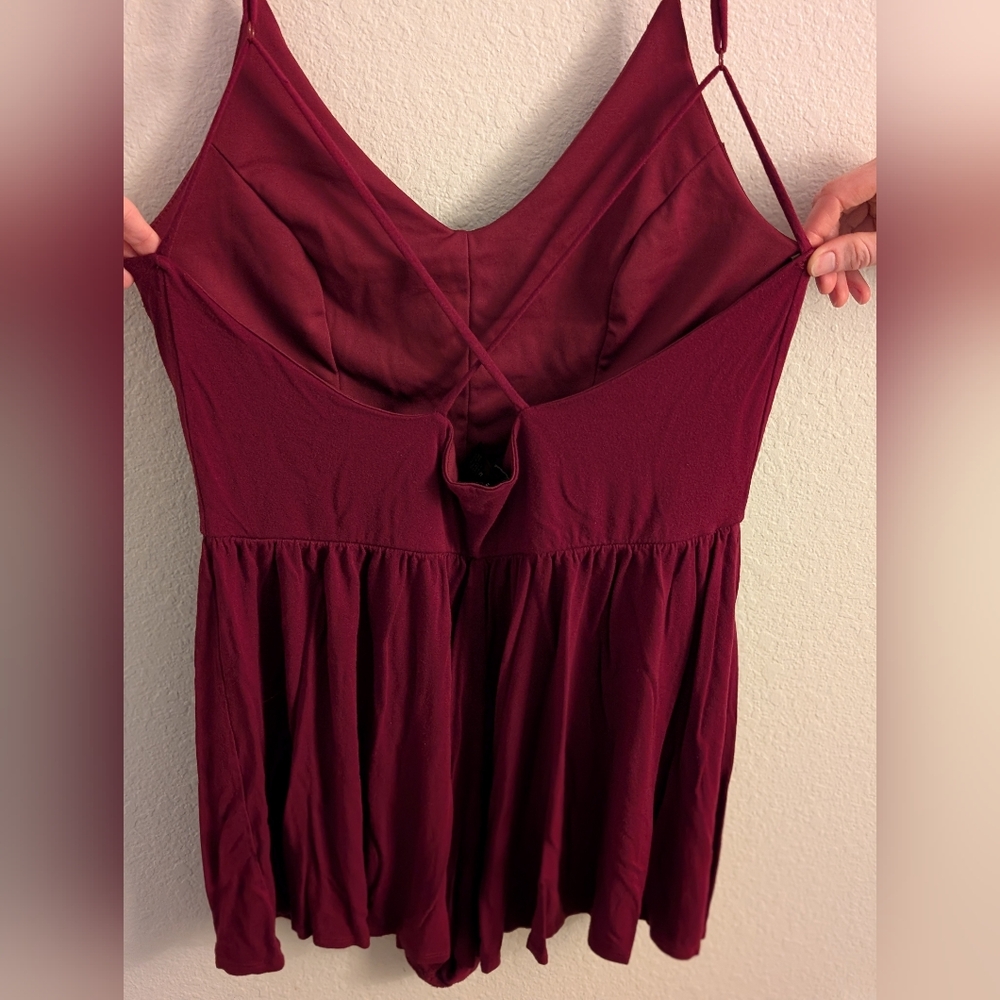 Wet Seal Burgundy Flowy Romper - Picture 3 of 4